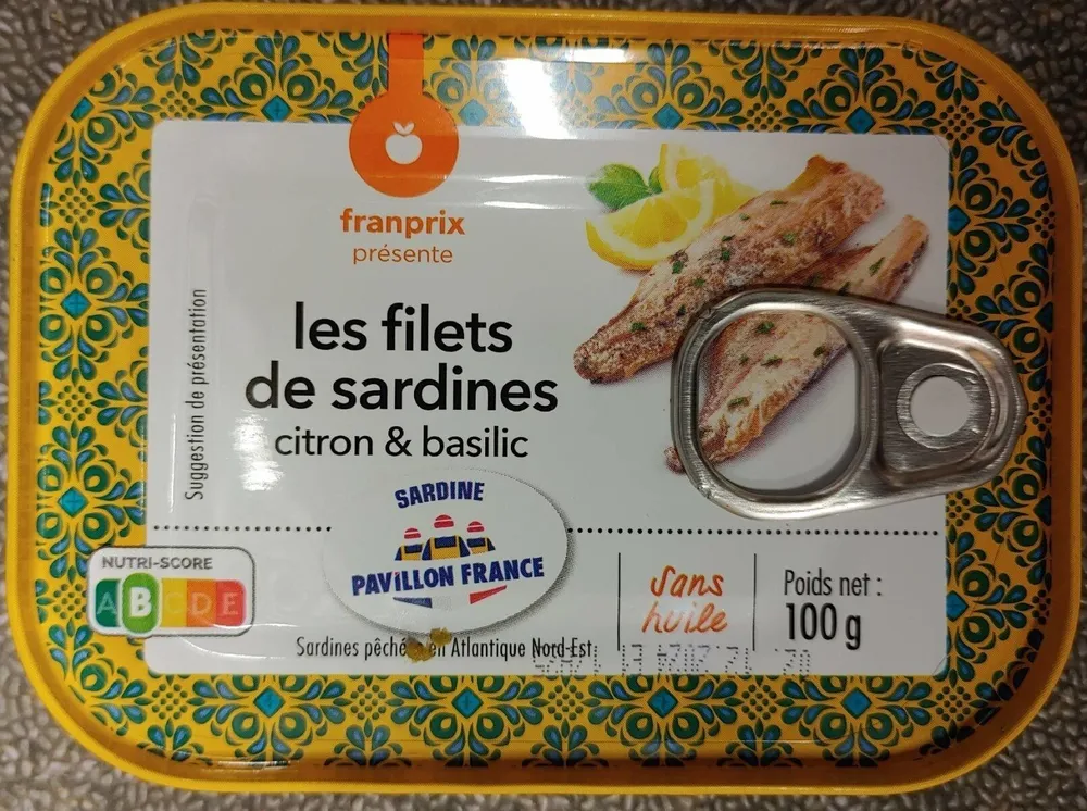 Filets de sardines citron & basilic