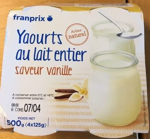 Yaourt au Lait Entier Saveur Vanille