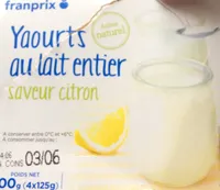 Yaourts au Lait Entier, saveur citron