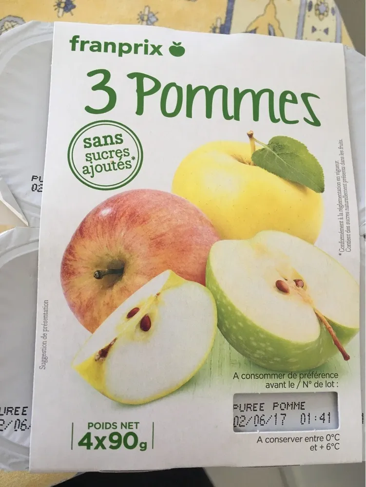 Purée de pommes aux 3 pommes sans sucre ajouté