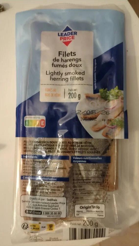 Filets de harengs fumés doux