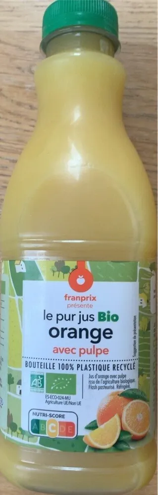Le pur jus bio orange avec pulpe