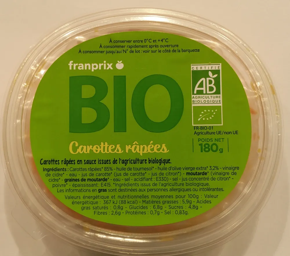 Carottes râpées Bio