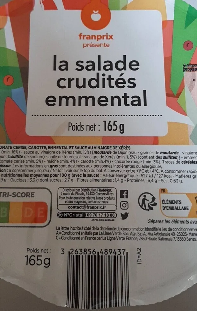 La salade crudités emmental