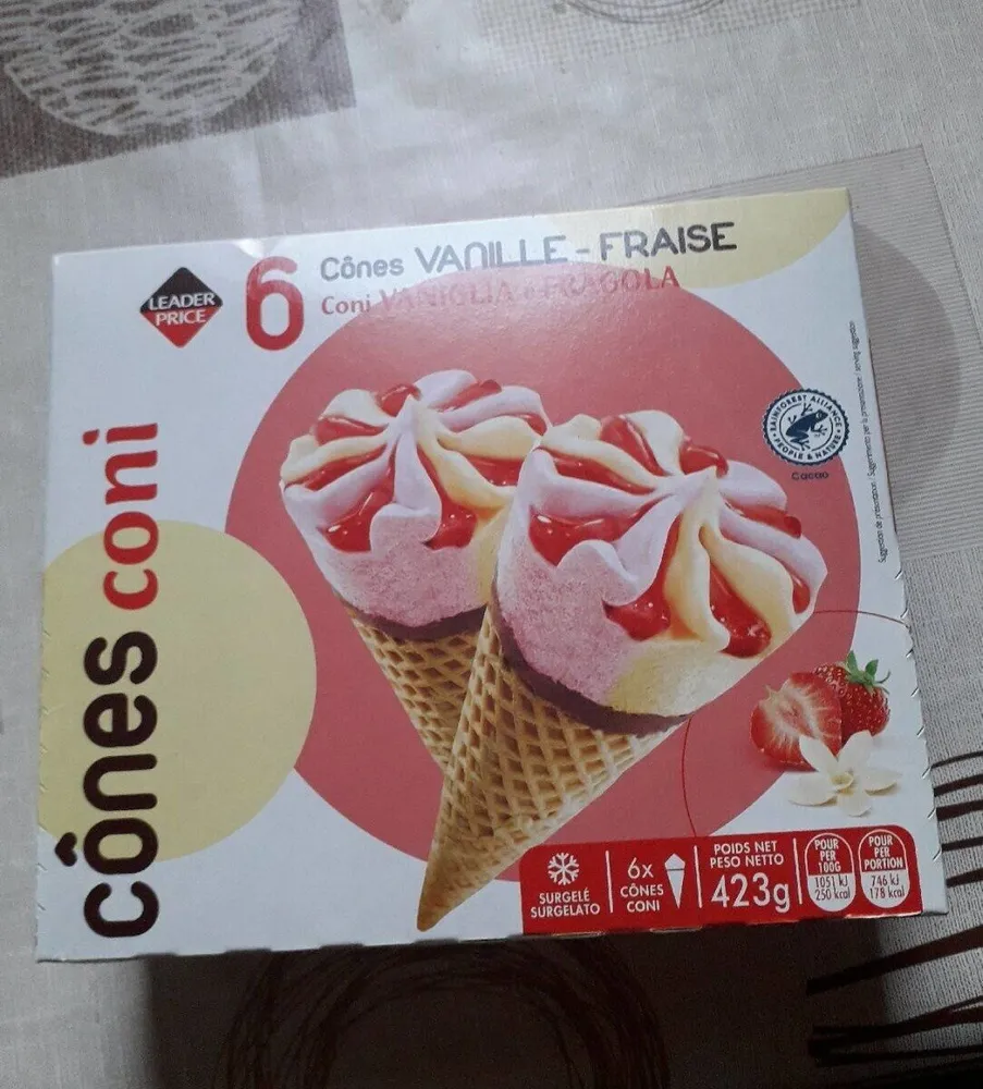 Cônes vanille-fraise
