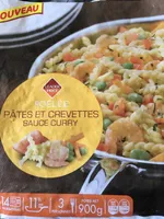 Pates et crevettes sauce curry