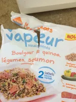Boulgour et quinoa, légumes et saumon