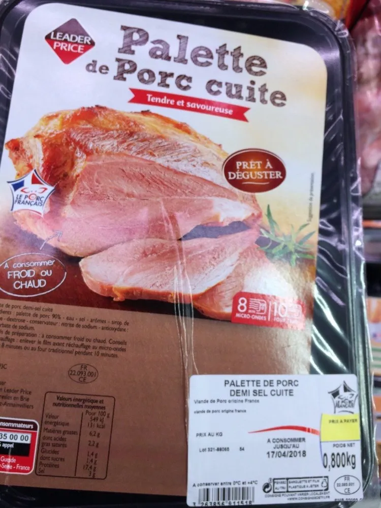 Palette de porc cuite