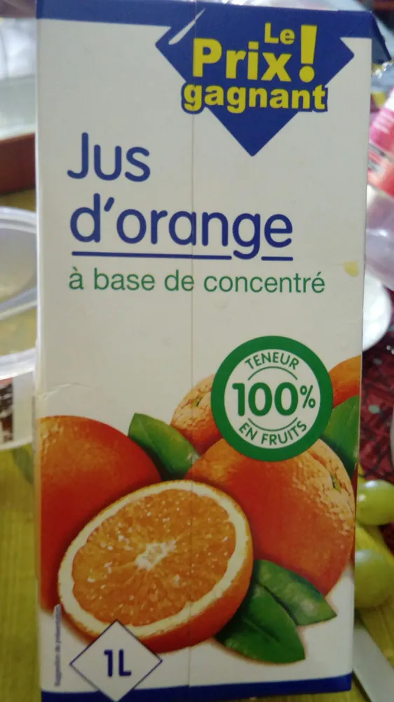 Jus d'orange à base de concentré