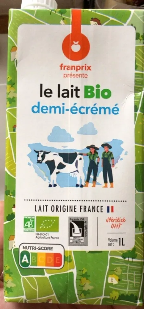 Le lait bio demi-écrémé