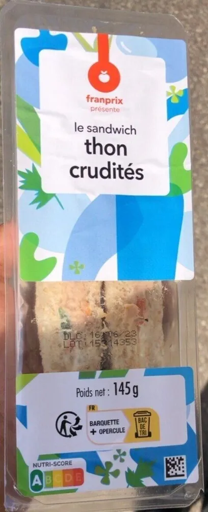 Sandwich thon crudités
