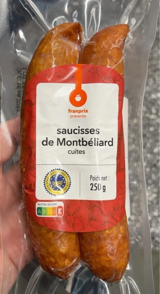 Saucisse de montbeliard cuite