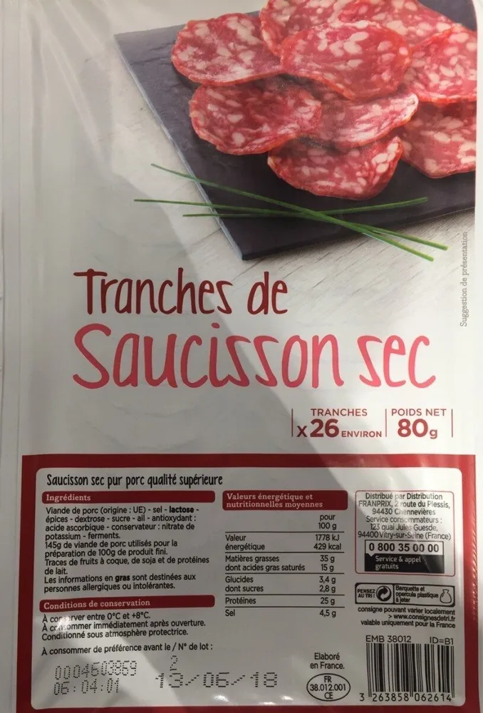 Tranches de saucisson sec
