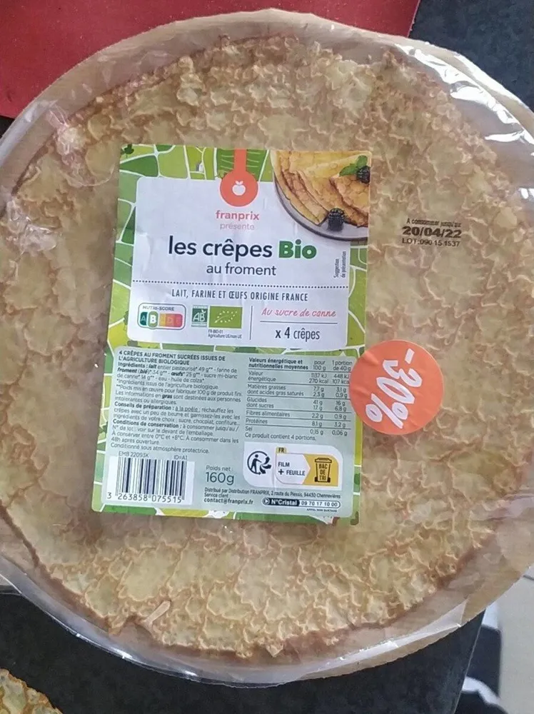 Les crêpes bio franprix