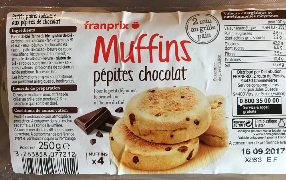 Muffins pépites chocolat