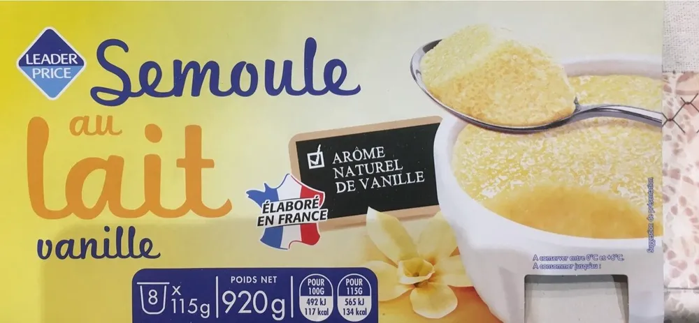 Semoule au lait vanille