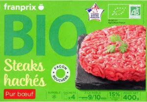 steaks haches pur boeuf 15% MG bio VBF