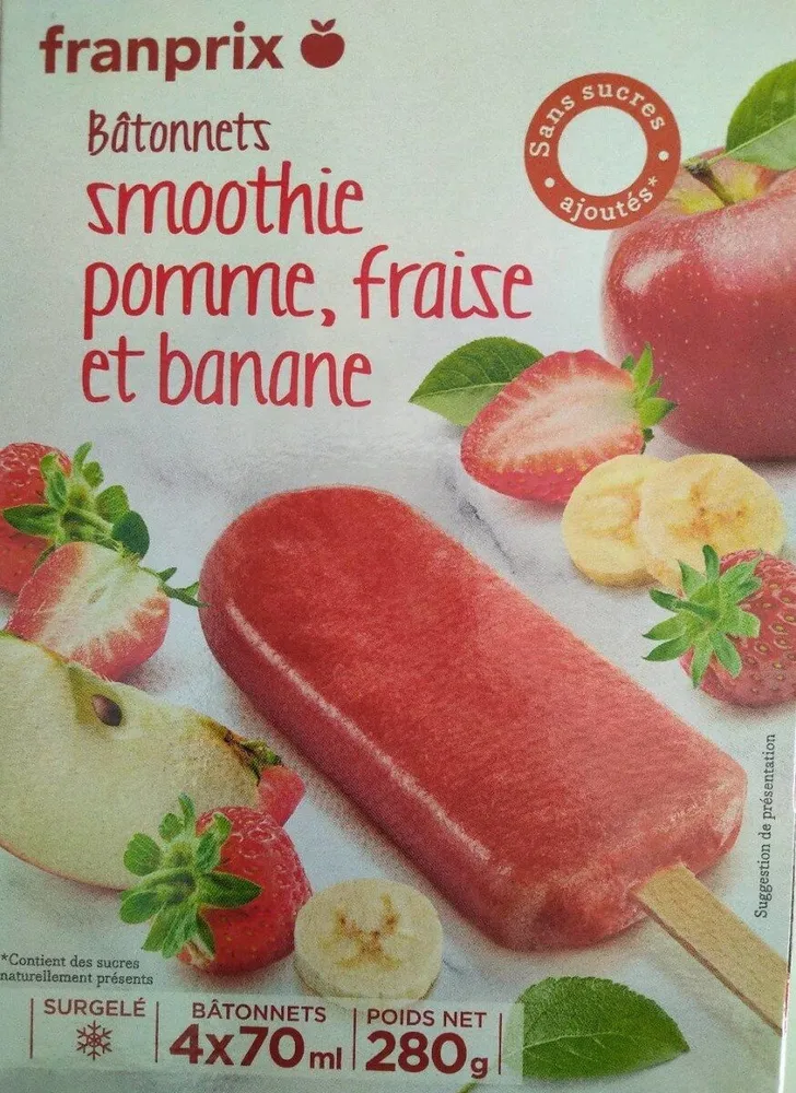 Bâtonnets Smoothie pomme, fraise et banane