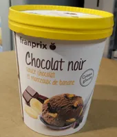 Crème Glacée Chocolat Noir, Sauce Chocolat et Morceaux de Banane