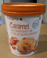 Crème Glacée Caramel Sauce Caramel Beurre Salé et Éclats de Noisettes Caramélisées