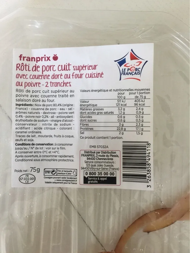 Roti de porc cuit superieur avec couenne