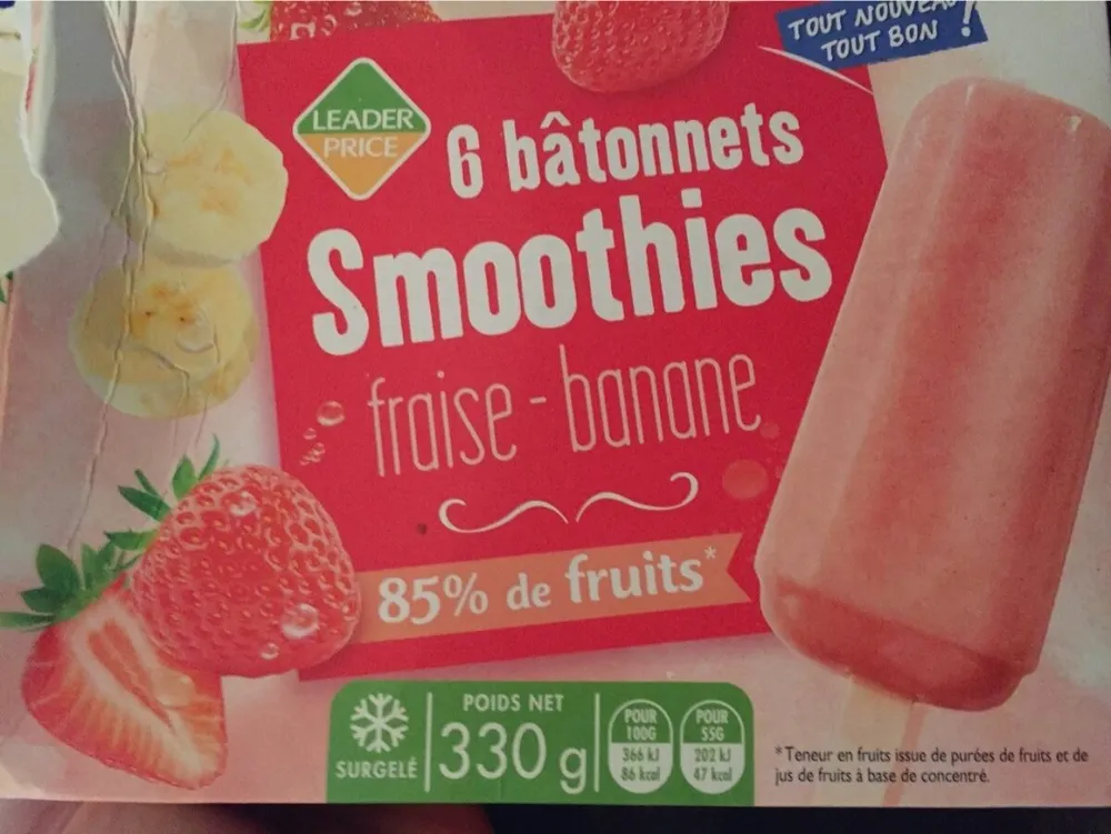 Glace smoothie fraise banane