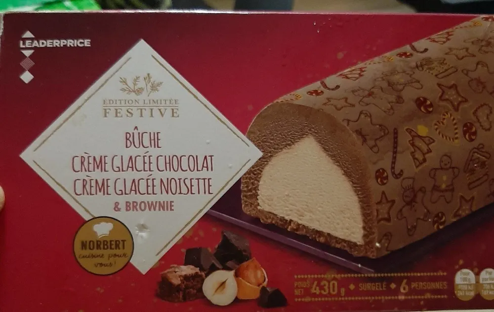 Buche crème glacée chocolat crème glacée noisettes & brownie