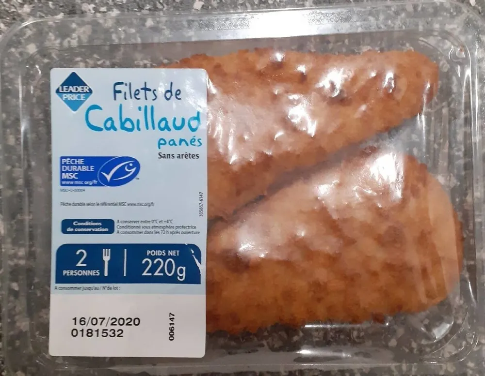 Filets de cabillaud panés