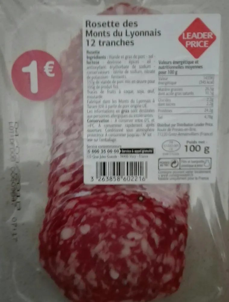 12 tranches rosette de Lyon
