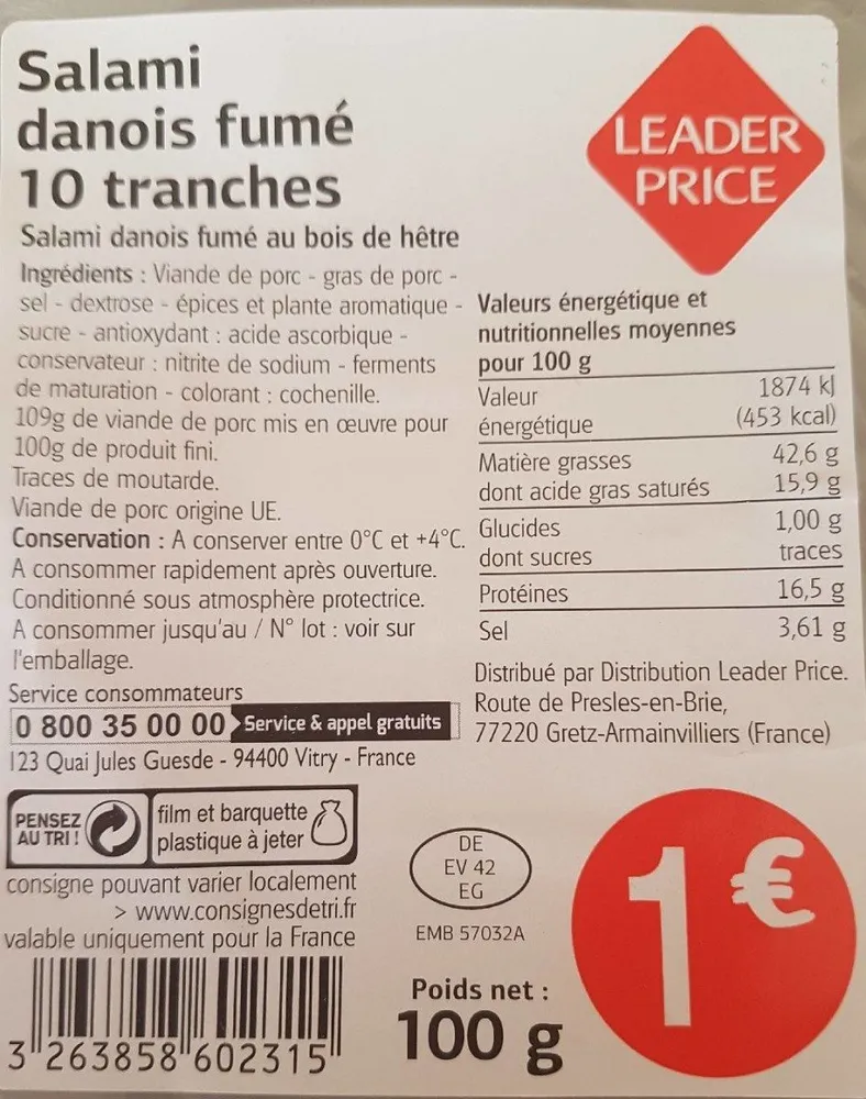 Salami danois fumé