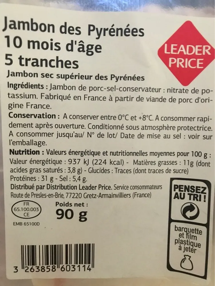 Jambon des pyrenees 10 mois