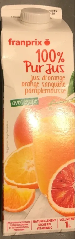 Jus d'orange, orange sanguine, pamplemousse