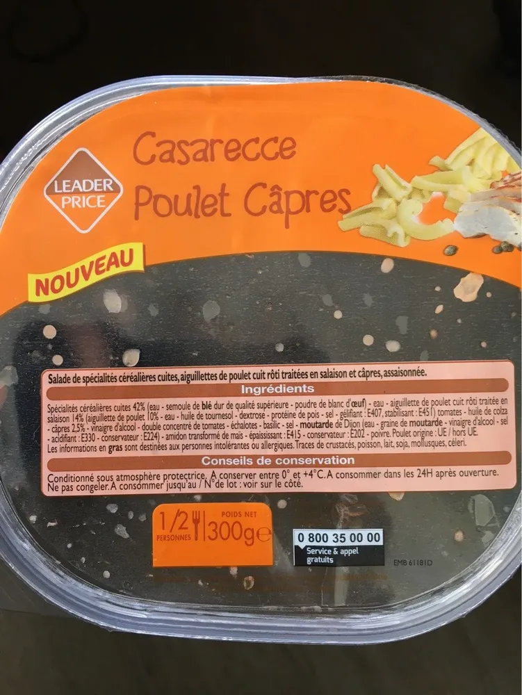 Salade casarecce poulet câpres