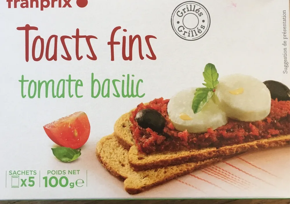 Toasts fin tomate basilic