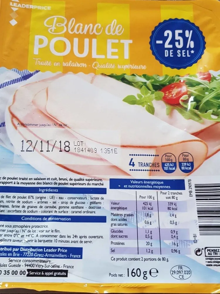 blanc de poulet - 25% de sel