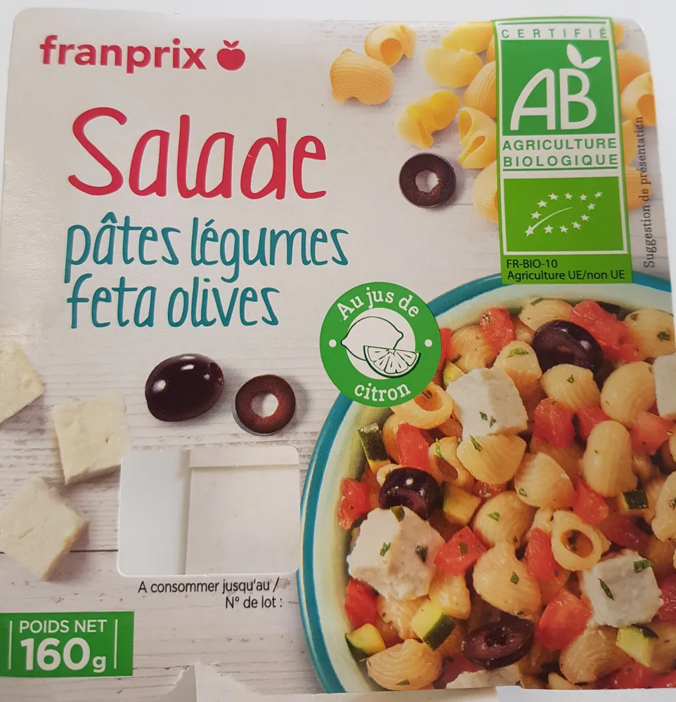 Salade pâtes légumes feta olives