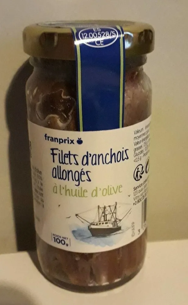 Filets d'anchois allongés à l'huile d'olive