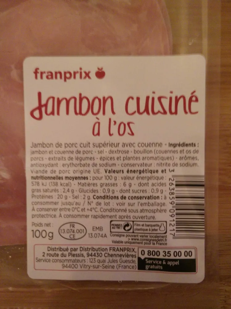 Jambon cuisiné à l'os