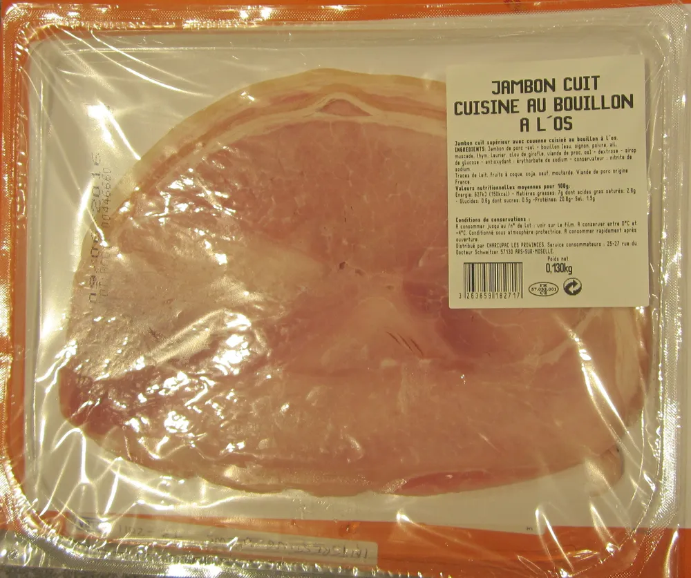 Jambon cuit cuisiné au bouillon à l'os