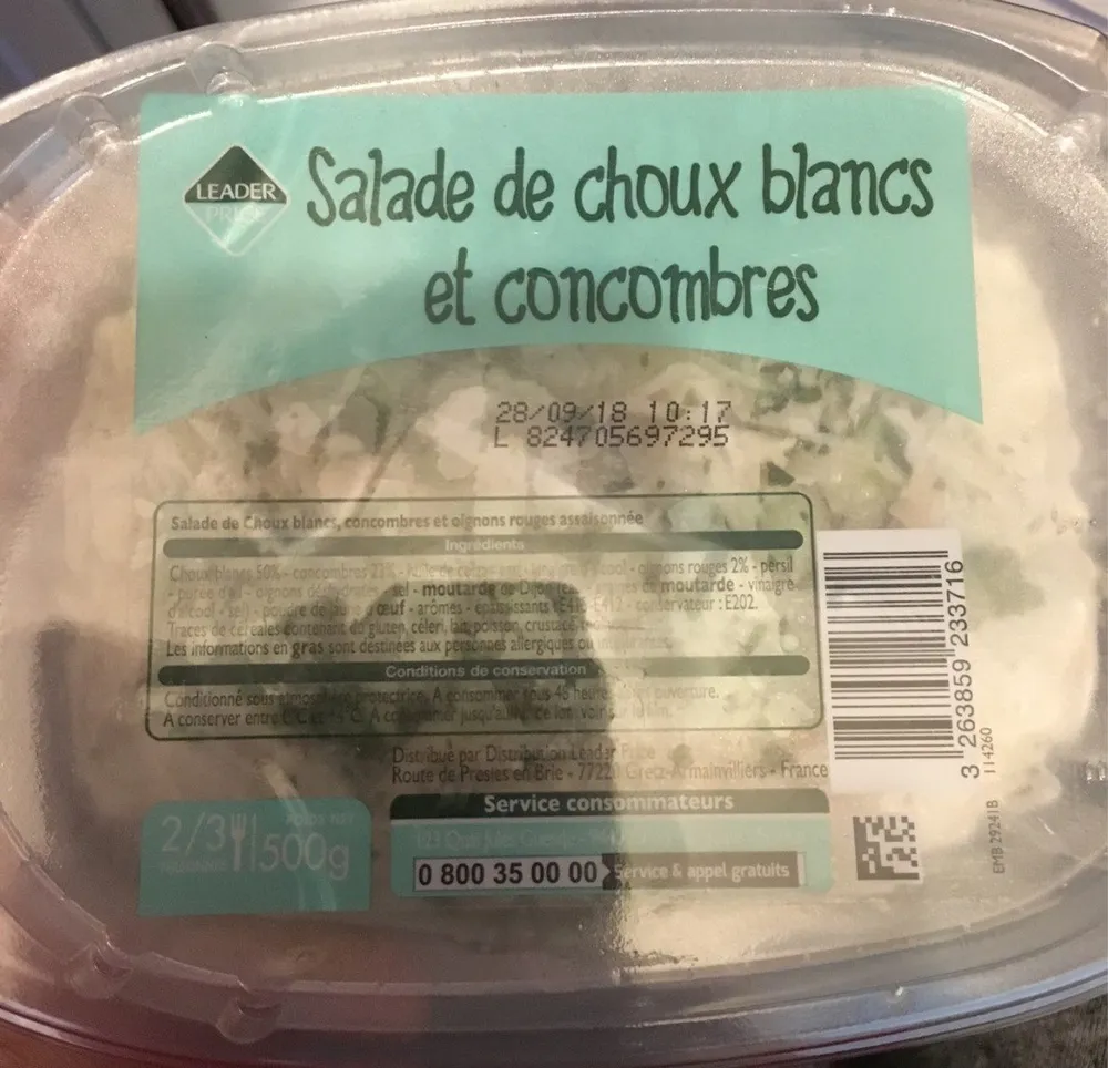 Salade de choux blancs et concombre