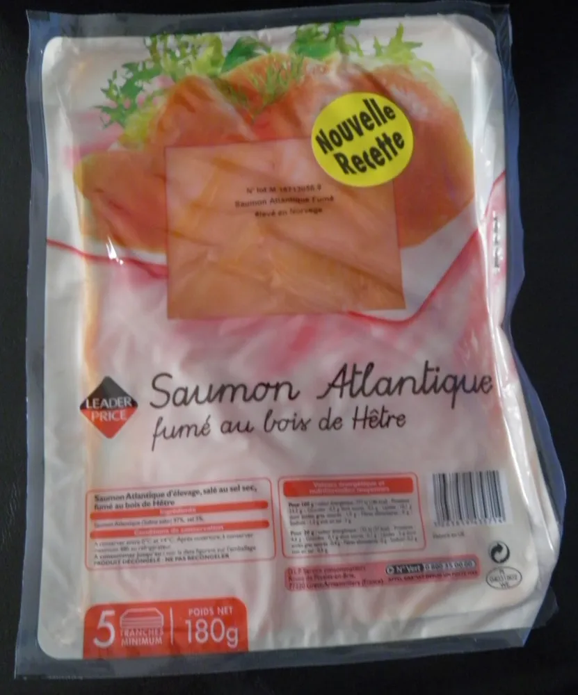 Saumon atlantique fumé au bois de hêtre Leader Price