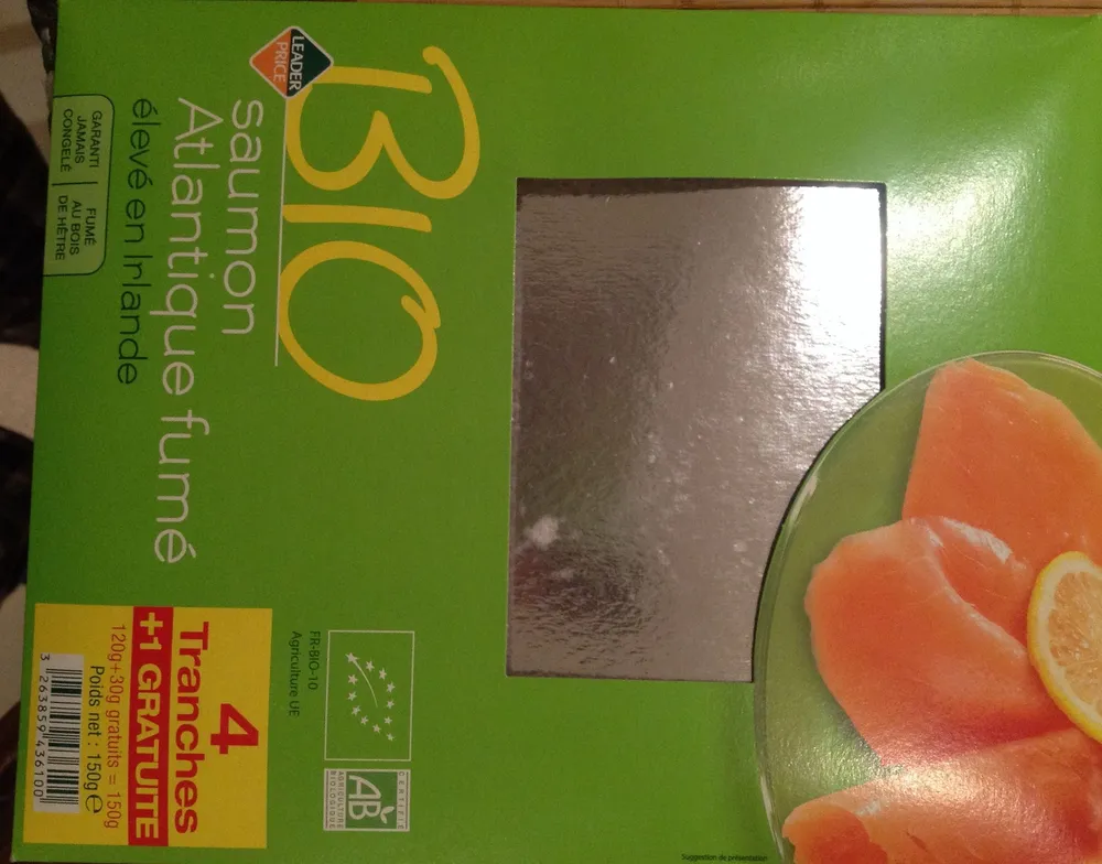 Saumon Atlantique fumé élevé en Irlande Bio (4 tranches + 1 gratuite) - 150 g