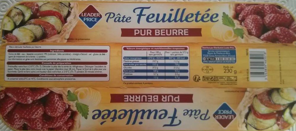 Pâte feuilletée pur beurre