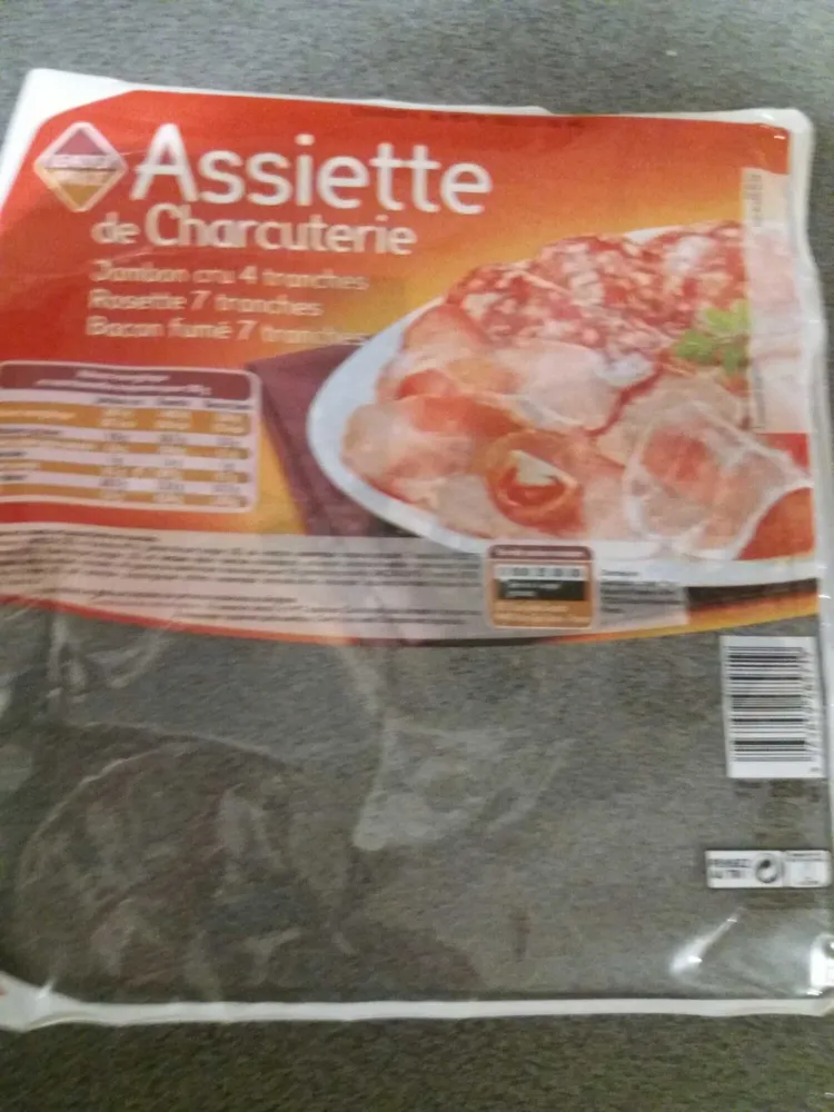 Assiette De Charcuterie 250g Jambon Cru Rosette Bacon Fume