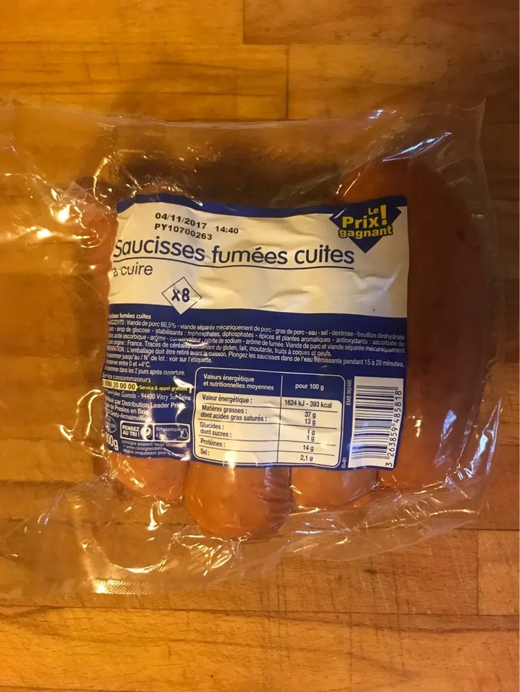 Saucisses fumées cuites