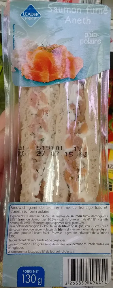 Pain polaire saumon fumé Aneth