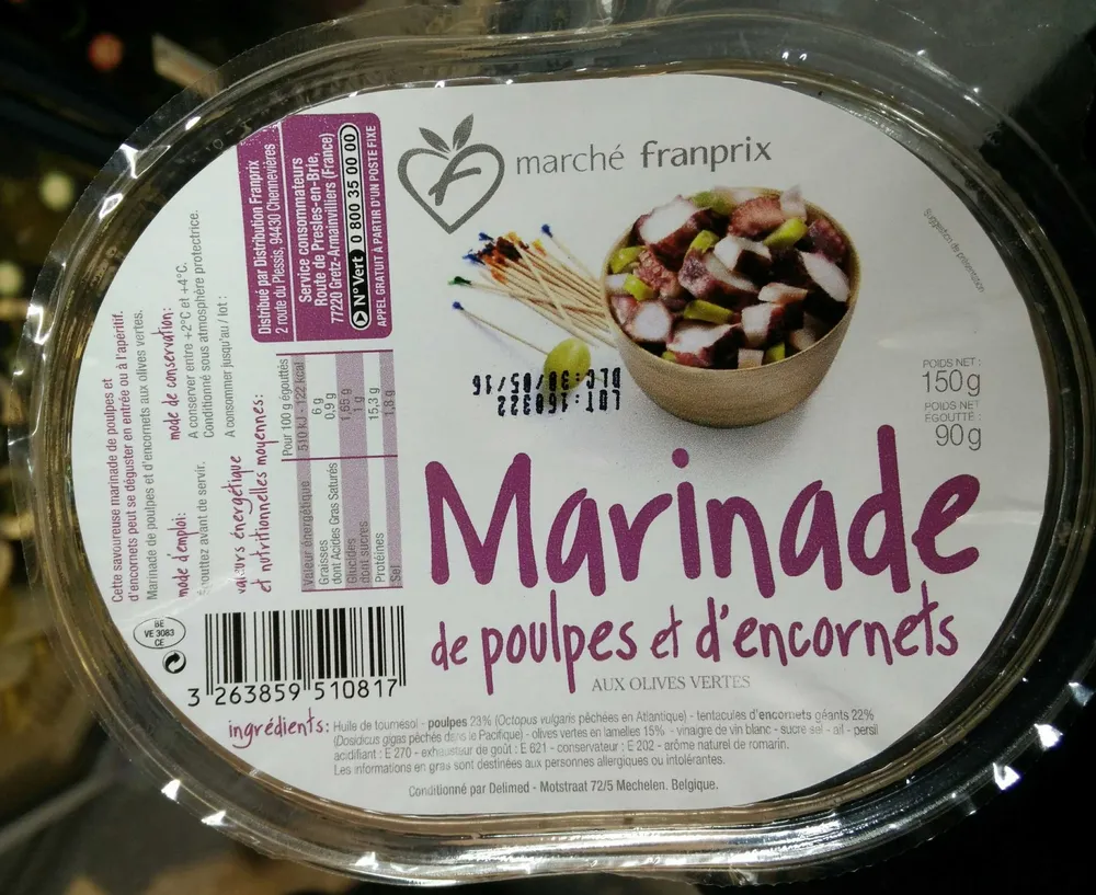 Marinade de poulpes et d'encornets aux olives vertes