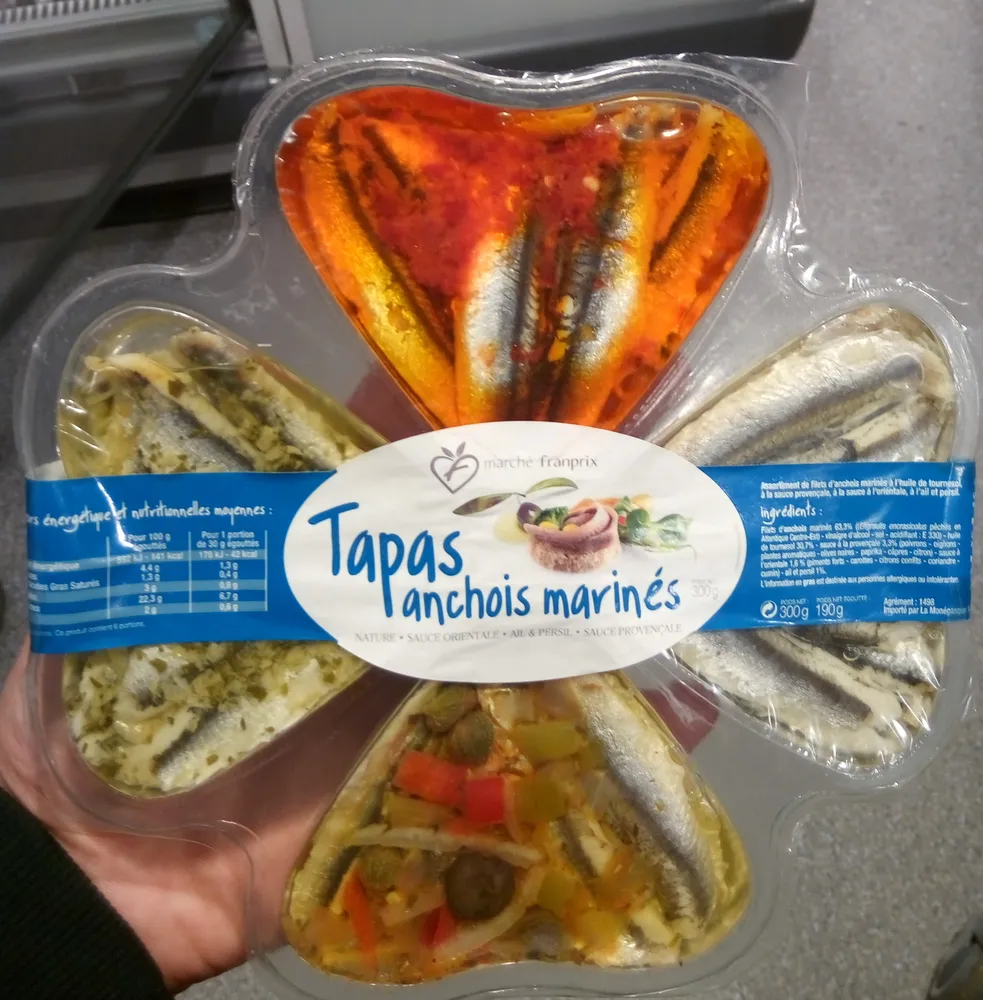 Tapas Anchois Marinés Nature et Sauce Provençale