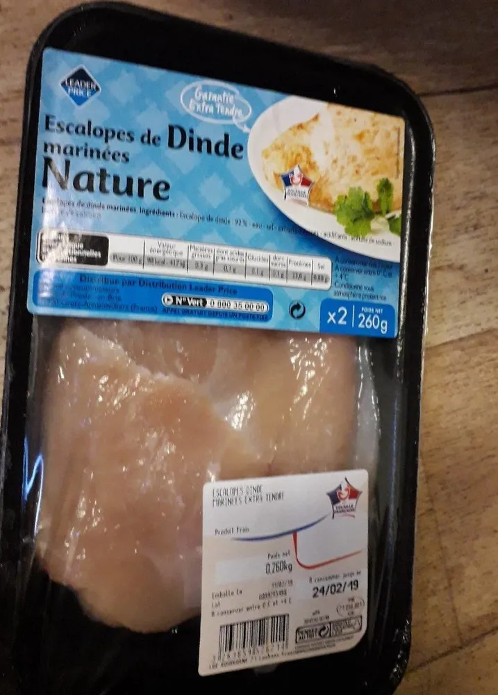 Escalope de dinde marinées nature