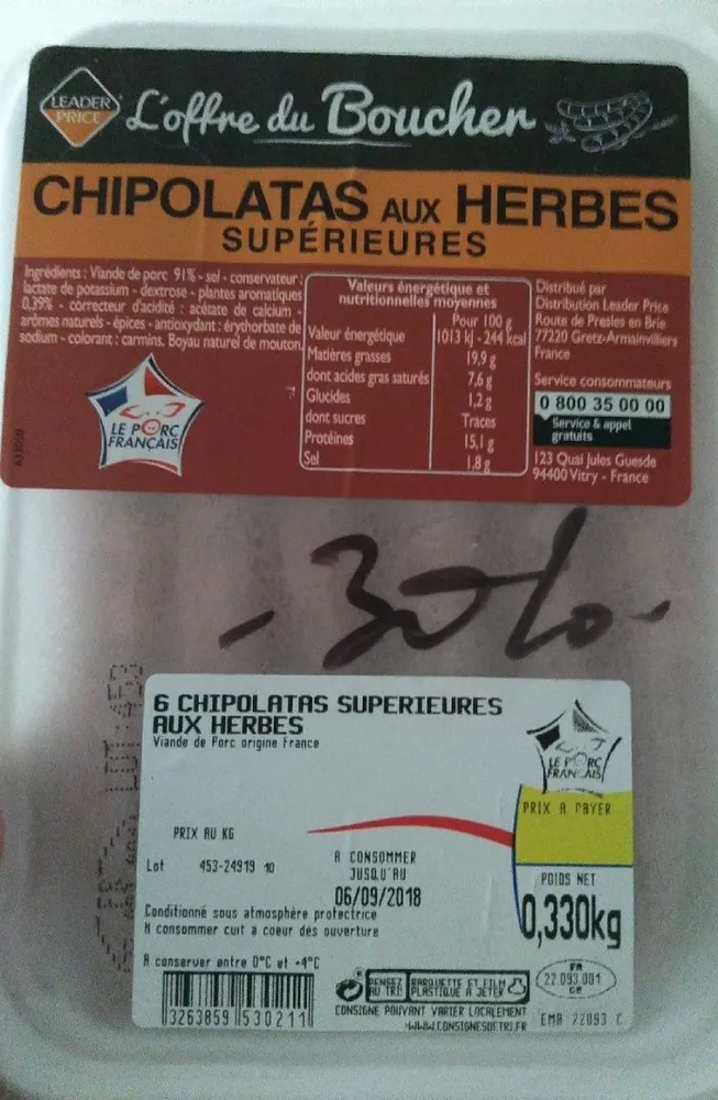 Chipolatas aux herbes supérieures